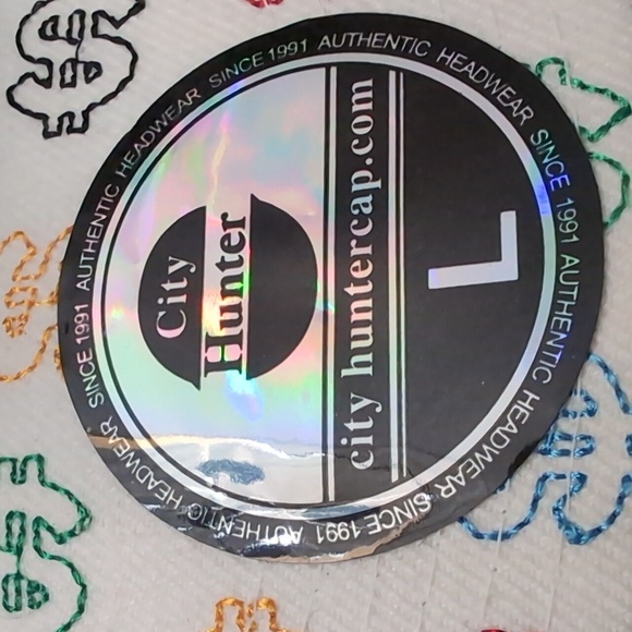 NWT,City Hunter Dollar Sign White Flat Bill Fitted Hat,Size XL7 3/4. - Picture 3 of 11